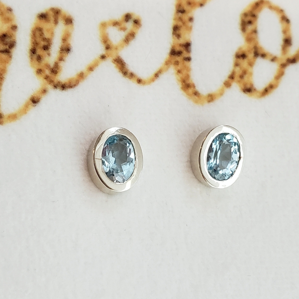 Aquamarine Sterling Silver Birthstone Earrings